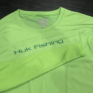 HUK Men’s Performance Fishing shirt Neon Green Poly Size XXL 2XL